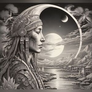 Mystical Moonlit Portrait Art Print
